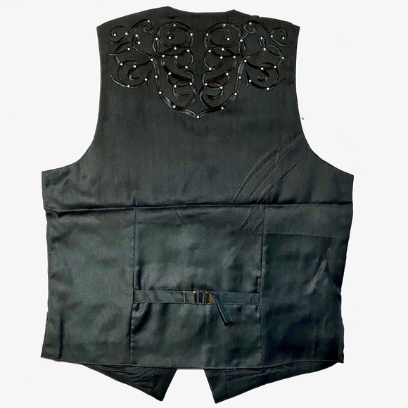 Franky Max - Men’s Casual Vest with Embroidery & Rhinestones Size M - Picture 2 of 7